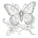 snake head butterfly tattoo design idea
