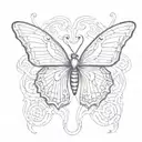 snake head butterfly tattoo design idea