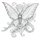 snake head butterfly tattoo design idea
