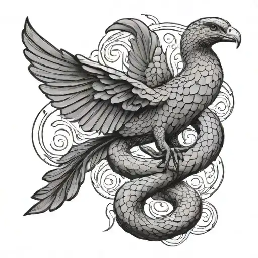 snake and dove tattoo design idea
