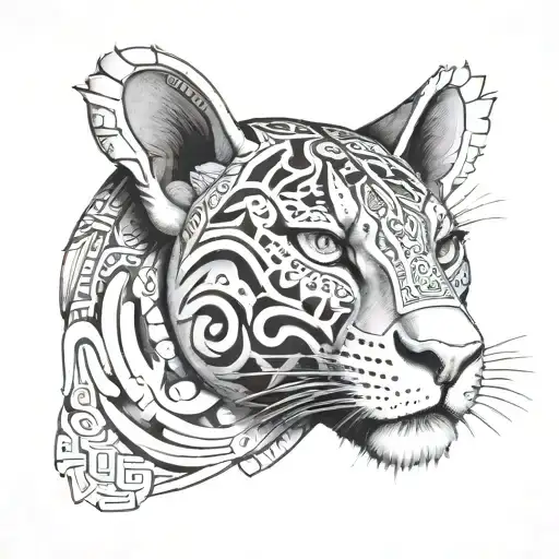 Aztec jaguar stone tattoo design idea
