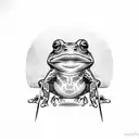 Frog with swords tattoo design idea