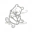 winnie the pooh sitting tattoo design idea