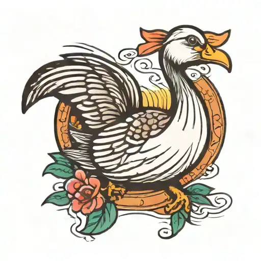 silly goose sitting tattoo design idea