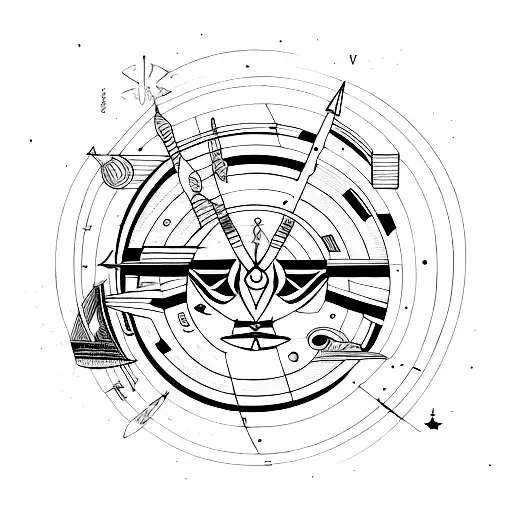 voyager golden track tattoo design idea