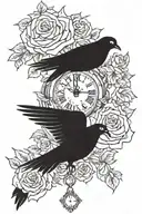clock rose dove tattoo design idea