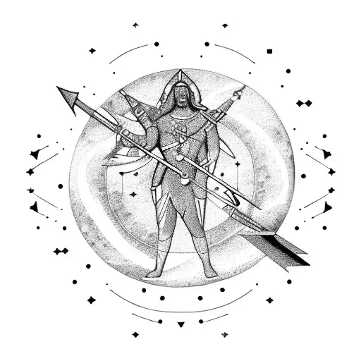 Cosmic Sagittarius constellation with arrows tattoo design idea