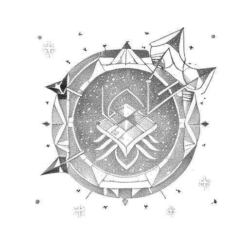 Cosmic Sagittarius constellation with arrows tattoo design idea