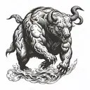 A bear and a bull engaged in a fierce battle symbolizing the ups and downs of the Forex market tattoo design idea