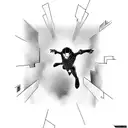 miles morales falling from the building, "its a leap of faith" in the top and in the bottom the skyline of a city tattoo design idea