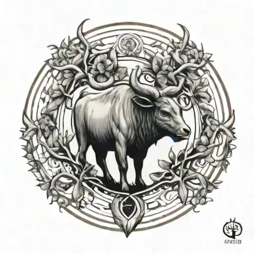 Tauro bull, tree of life, infinity circle tattoo tattoo design idea