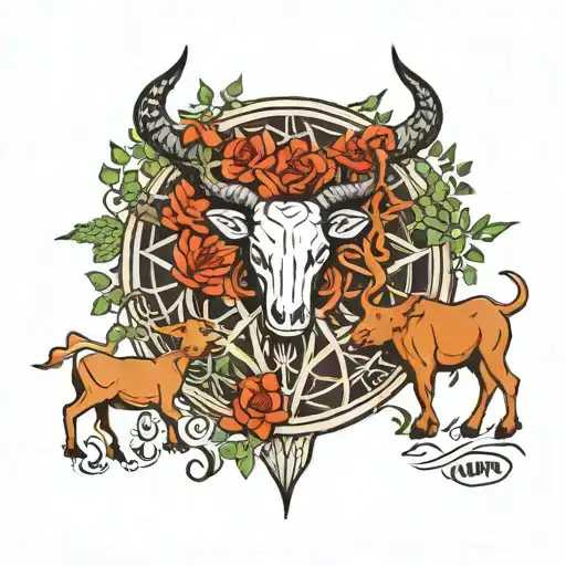 Tauro bull, tree of life, infinity circle tattoo design idea