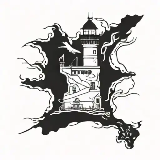 outer banks map outline filled tattoo design idea