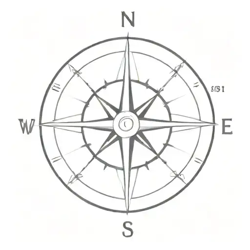 A minimalist design of a compass rose with the coordinates of the Outer Banks tattoo design idea