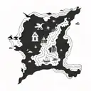 outer banks map outline filled tattoo design idea