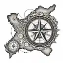 outer banks map outline with compass rose intertwined tattoo design idea