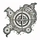 outer banks map outline with compass rose intertwined tattoo design idea