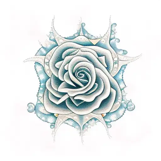 ocean and stars with vines of roses  tattoo design idea
