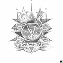 stars and ocean with the name kyson and twyla on it with the date March 8th 1986 in roman numerals with an lot of flower tattoo design idea