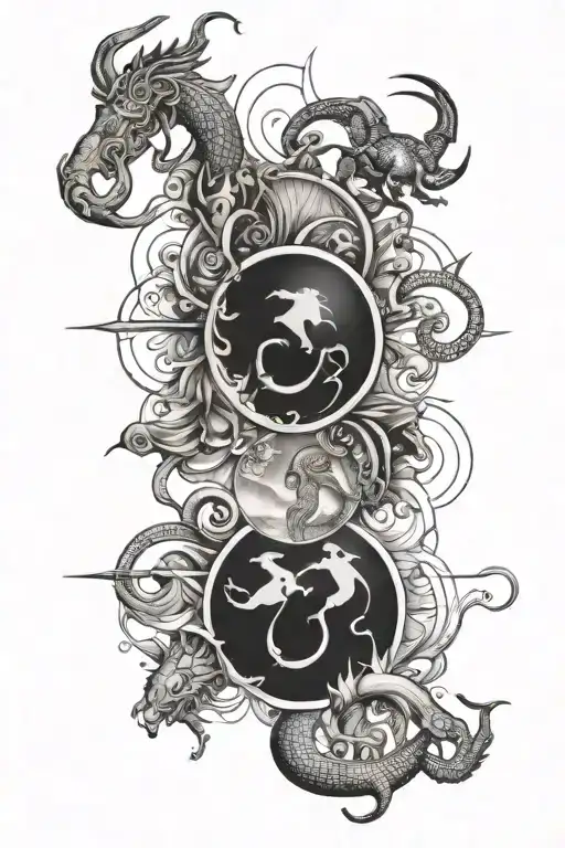 Leo, Sagittarius, Aquarius and Scorpio tattoo design idea