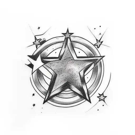 Black and White two stars and a moon tattoo design idea