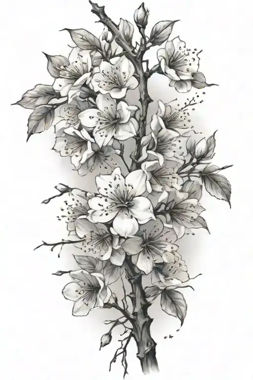 cherry blossom branch tattoo design idea