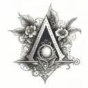 An intricate tattoo design symbolizing the mystery ,tattoo idea, about a assassins creed logo with floritures tattoo design idea