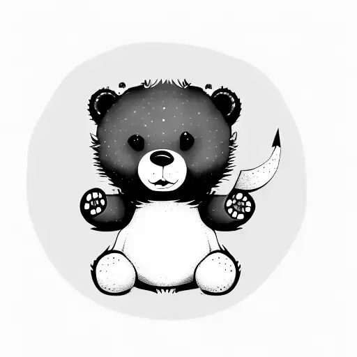 adorable cartoon baby bear tattoo design idea
