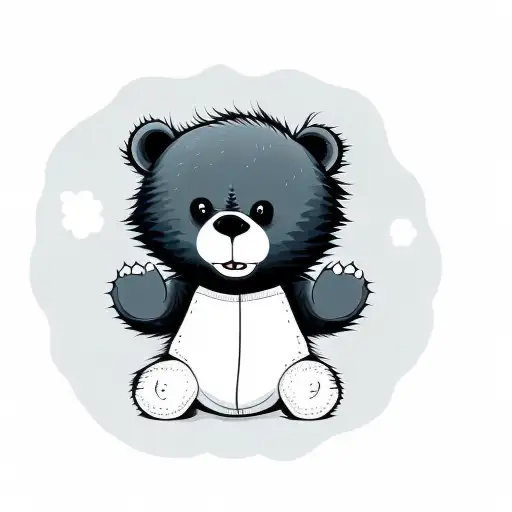 adorable cartoon baby bear looking mean tattoo design idea