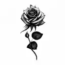 a rose with spider webs tattoo design idea