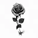 a rose with spider webs tattoo design idea