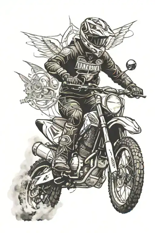 Dirtbike and snowmobile and Harley Davidson tattoo design idea