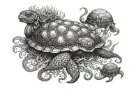 Turtle, Jellyfish, Octopus, Sea Horse tattoo design idea