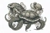 Turtle, Jellyfish, Octopus, Sea Horse tattoo design idea