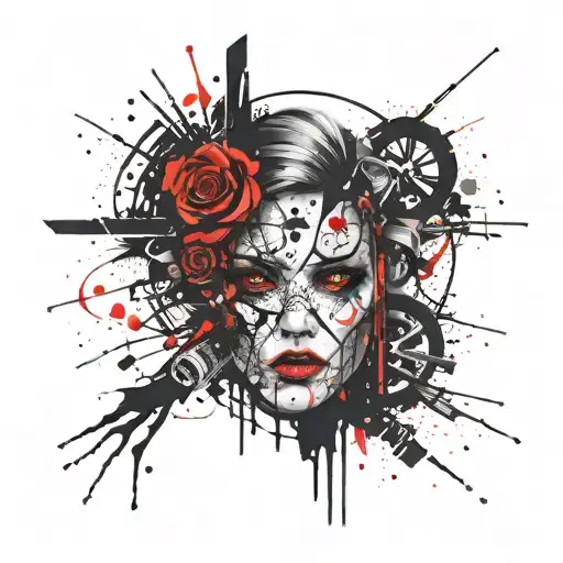 I’m looking for tattoo design suggestions that match my vision. I’m interested in a Trash Polka style tattoo for my left tattoo design idea