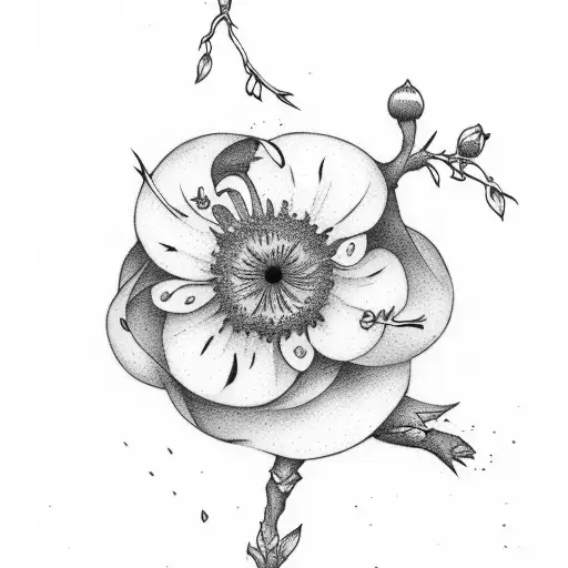blackthorn flower saying Amor Fati tattoo design idea