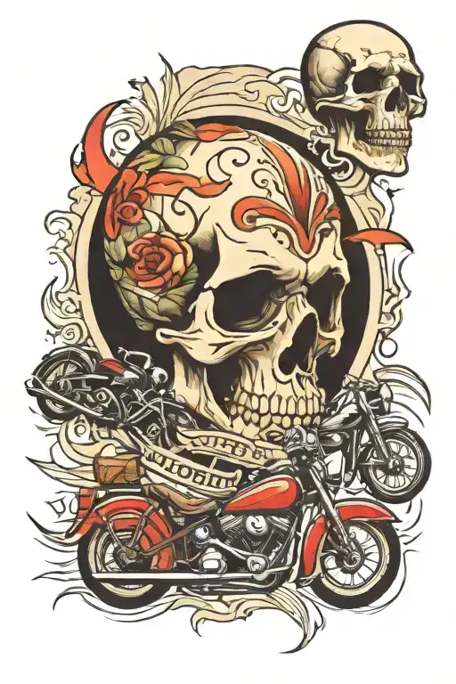 skull and bikes speed accelerates I dream tattoo design idea