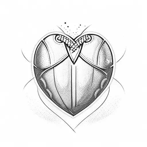 A rugby ball breaking through a heart tattoo design idea