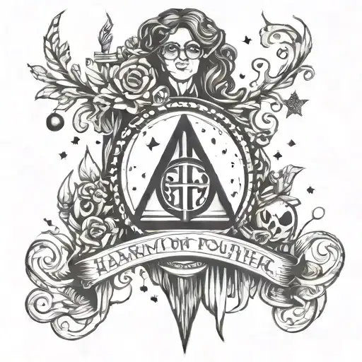 harry potter, witchy,hippie tattoo design idea