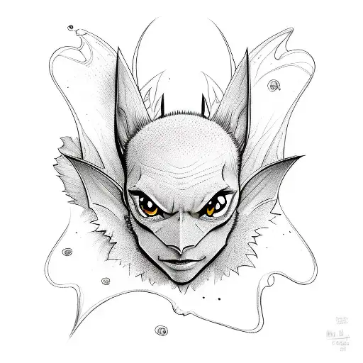 Bats and fairies cascading tattoo design idea