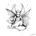 Bats and fairies cascading tattoo design idea