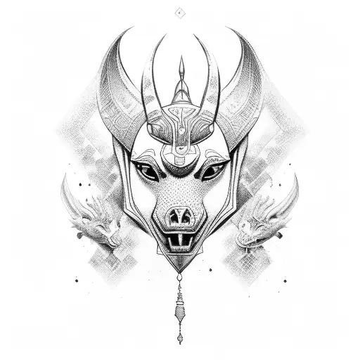 cartucho tutankamon y Anubis  tattoo design idea