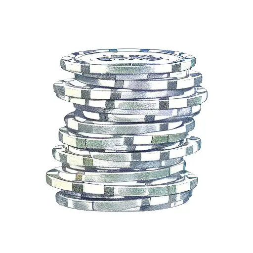 A stack of poker chips with intricate designs and shading tattoo design idea