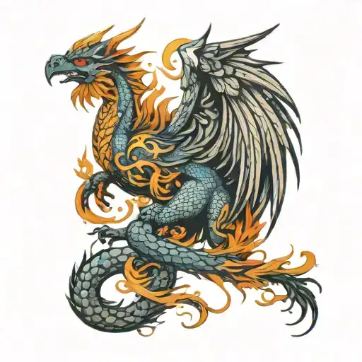 dragon phoenix griffin full back tattoo tattoo design idea