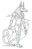 anubis an ra egyptian god full body made tattoo design idea