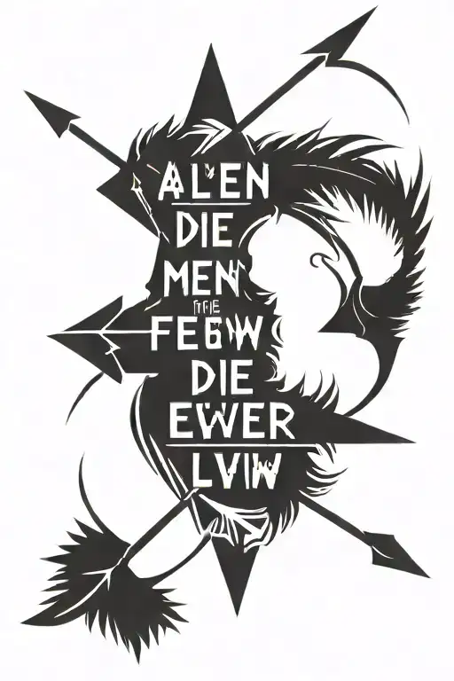 native american arrow with words All men die few ever really live   tattoo design idea