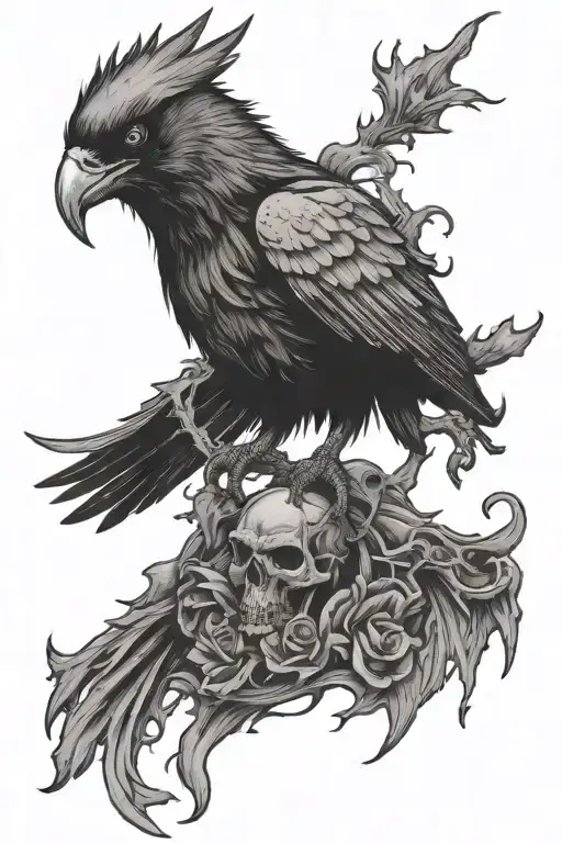 zombie crow tattoo design idea