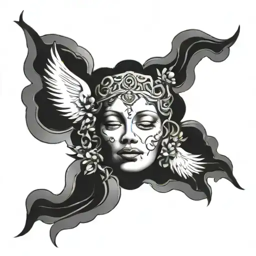 heaven face made tattoo design idea
