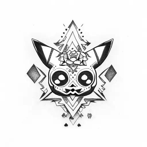 pikachu sugar skull tattoo design idea