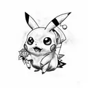 pikachu sugar skull tattoo design idea